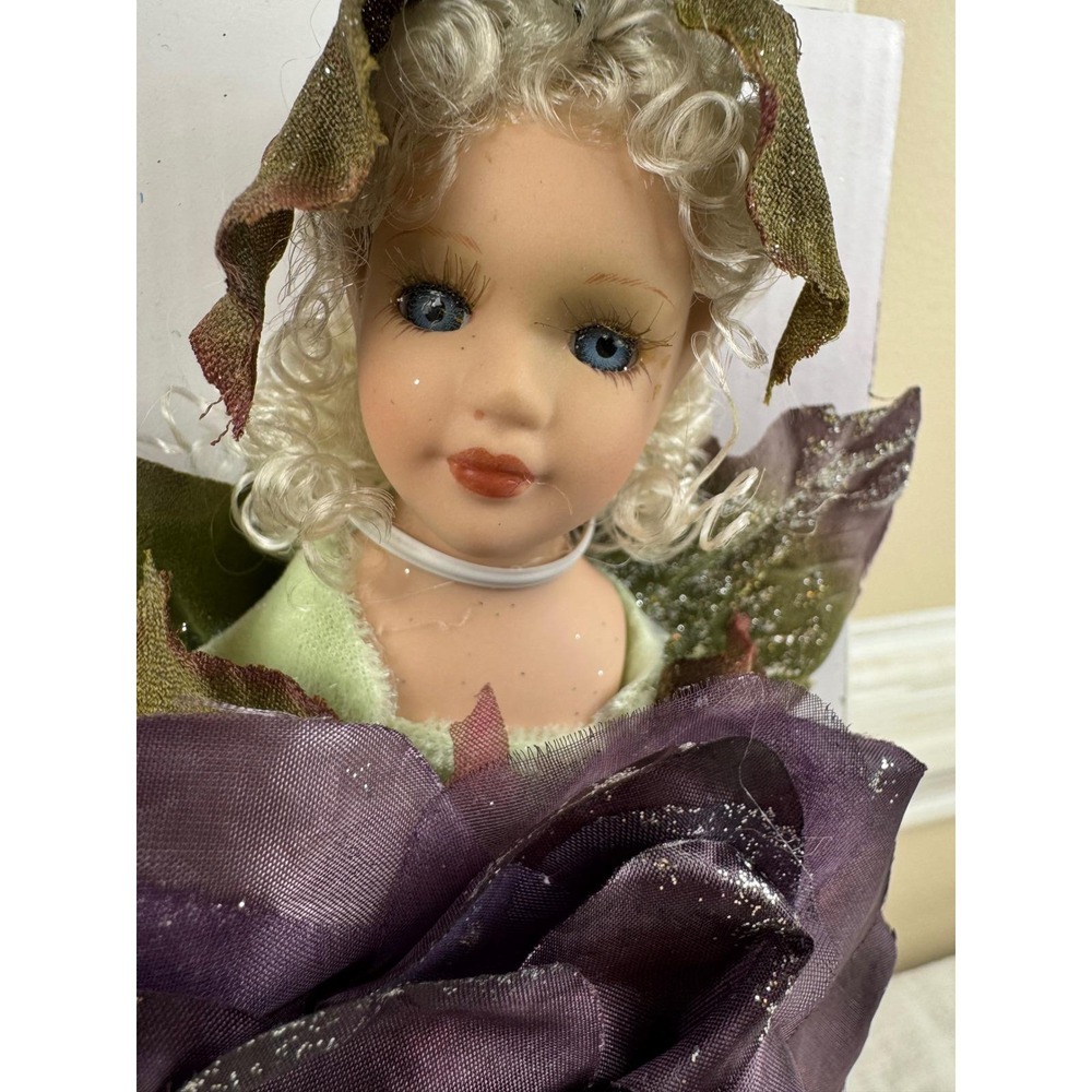 Duck House Heirloom Elga Porcelain Fairy Doll Limited Edition Purple Rose 10"